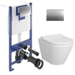 ViConnect Pro S pack WC bâti Villeroy&Boch + WC Vitra sans bride abattant Softclose + plaque chrome (VCNINTEGRARS2CH)