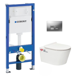 Geberit Pack WC Bati-support Geberit + WC sans bride Swiss Aqua Technologies + Abattant ultra-fin