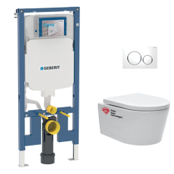 Geberit Pack WC Bati-support Geberit + WC Swiss Aqua Technologies sans bride + abattant (SLIM-SATRIMLESS-C)