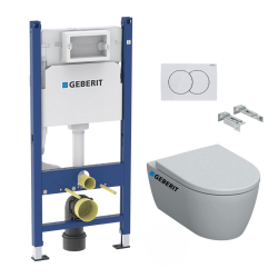 Geberit Pack WC Bati-support Geberit Duofix  + WC Geberit sans bride iCon + Abattant softclose + Plaque blanche (iConGeb3)