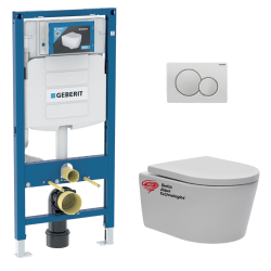 Geberit Pack WC bati-support Geberit + Cuvette Swiss Aqua Technologies + abattant SoftClose + Plaque  (GEBSATRIMLESS-B)