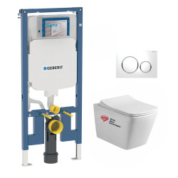 Pack WC Bâti-support extra-plat UP720 + Cuvette Tesi Ideal Standard + Abattant frein de chute + Plaque Blanc/Chrome