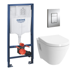 Grohe Pack WC Bâti + cuvette compacte + plaque de commande chrome (GROHE-S50COMPACT)