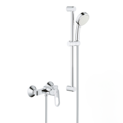 Grohe New Tempesta Cosmopolitan 100 ensemble de douche 2 jets + mitigeur monocommande, clapet anti-retour, chrome (23354000-26076002)