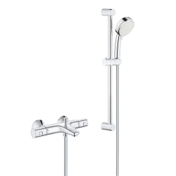 Grohe New Tempesta Cosmopolitan 100 ensemble de douche 2 jets + mitigeur thermostatique bain/douche 1/2", chrome (34598000-26076002)