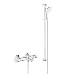 Grohe Tempesta 100 ensemble de douche complet 3 jets + mitigeur thermostatique bain/douche 1/2", chrome (34598000-28789002)