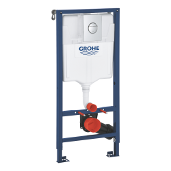 Grohe Solido Kit WC suspendu 4-en-1, bâti-support encastré 1,13 m, chasse double, système Fresh + plaque chrome (G39978000)