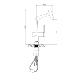  Timeless mitigeur d'évier à levier en acier inoxydable avec douchette extractible, monotrou, cuivre brossé (TMLKF185BCP)