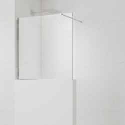 Walk-In 90x10 cm Paroi de douche fixe à l'italienne en verre, installation sur cloison abaissée (SATWIS90)