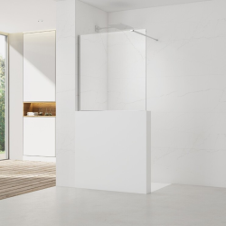 Walk-in 120x100cm paroi de douche fixe à l'italienne + set d'installation + bras de montage (SATBWIS120PR)