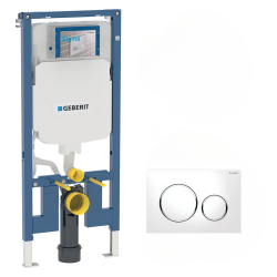 Geberit Duofix Pack Bâti-support extra-plat 114 cm UP720, gain de place + Plaque Sigma 20, Blanc et chromé (111.796.00.1-C)