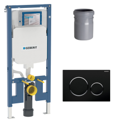 Duofix Pack Bâti-support extra-plat 114 cm UP720, gain de place + Plaque Sigma20,Noir chromé (111.796.00.1-D)