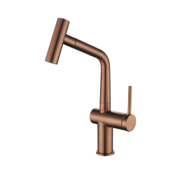 Ceramia Timeless mitigeur d'évier à levier en acier inoxydable avec douchette extractible, monotrou, cuivre brossé (TMLKF185BCP)