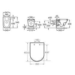  The Gap pack cuvette WC suspendu sans bride en céramique avec abattant SoftClose en Duroplast, blanc (A34H47L000)