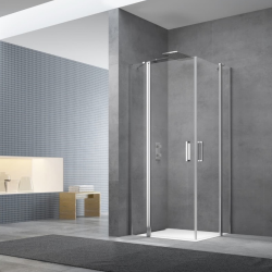 Swiss Aqua Technologies Fusion Portes de douche acces en angle pivotantes 100x80cm anticalcaire avec profilés chrome brillant (SATFUD10080-SET)