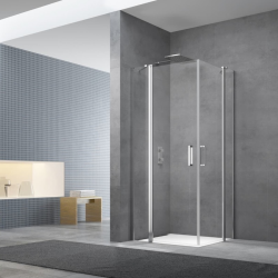 Swiss Aqua Technologies Fusion Portes de douche acces en angle pivotantes 100x100cm anticalcaire avec profilés chrome brillant (SATFUD100100-SET)
