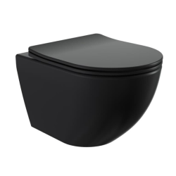 Fusion WC suspendu sans bride avec abattant SoftClose et fixations invisibles, rinçage Vortex éco, noir mat (SATFUS010RTORPBKM)