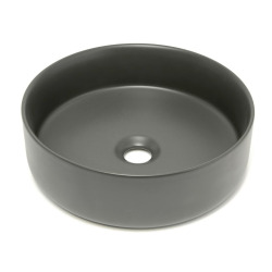 Mood vasque à poser ronde 36x36 cm sans trou de robinetterie ni trop-plein, gris foncé (SATM3636DGRM)