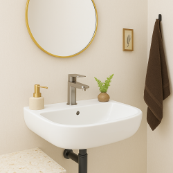 Porcher Kheops Lavabo monotrou en porcelaine vitrifiée, avec trop-plein,  600 x 190 x 460 mm, blanc (P098401)