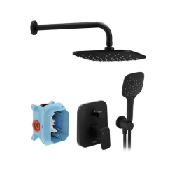 Ravak 10° ensemble de douche de douche 3 jets à encastrer avec mitigeur à levier, noir (X07S013)