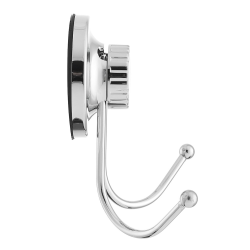 Crochet de salle de bain double doté d'un système de ventouse sans vis, chrome (ECO22)