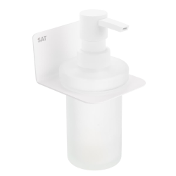 Swiss Aqua Technologies Mood distributeur de savon en acier inoxydable et verre mat, blanc mat (SATDMOOD99B)