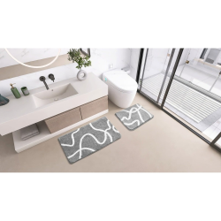 Swiss Aqua Technologies Tapis de salle de bain de 50x40 cm, lavable en machine, gris (SATDPREDWC08SE)