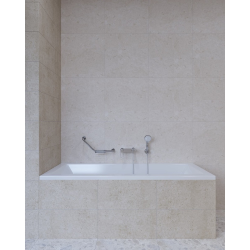 Siko Poignée de baignoire murale Multi 42 cm forme coudée avec porte-savon, inox (MAD501ENRZ)