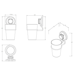  Multi Ecoloc Porte-brosse à dents avec gobelet, fixation sans vis, chrome (ECO27)