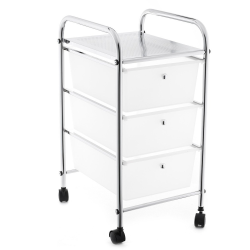 Optima Chariot multifonction à roulettes avec trois tiroirs amovibles et facilement lavables, chrome (POJVOZ3ZASUV)