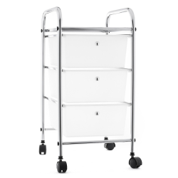  Chariot multifonction à roulettes avec trois tiroirs amovibles et facilement lavables, chrome (POJVOZ3ZASUV)