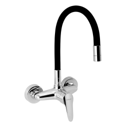  Mélangeur évier Novaservis Titania Iris Nouveau avec poignée silicone 150 mm noir-chrome 94480,0C