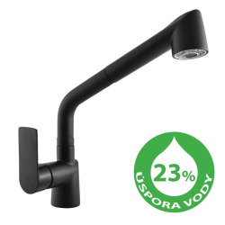 Hansgrohe Mitigeur évier RAV SLEZÁK Vltava avec douchette extractible, 2 jets noir VTE411.0CMAT