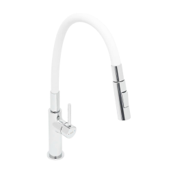 Siko Mélangeur évier SAT avec bras en silicone blanc/chrome SATBSD290B2F