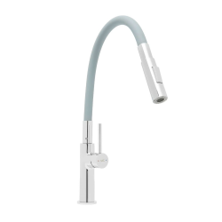 Siko Mitigeur d'évier SAT avec bras en silicone gris/chrome SATBSD290S2F