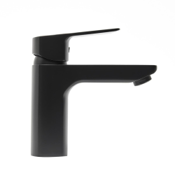 Swiss Aqua Technologies Cube Way mitigeur de lavabo à levier sur pied, sans vidage, noir mat (CU271MC)