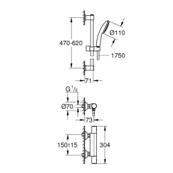 Grohe Precision Start mitigeur de douche thermostatique avec set de douche 150 mm, noir mat (345972431)