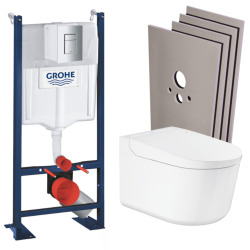 Pack WC Bâti-support RAPID SL + WC lavant suspendu Sensia Alpine + Plaque chrome (RSLSENSIA1)