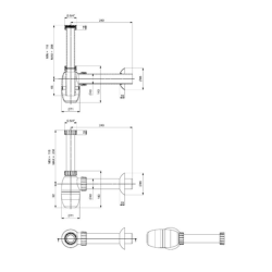 Siko Multi siphon de lavabo 5/4″ DN40, pour mitigeur monocommande avec système de vidage, blanc (E560)