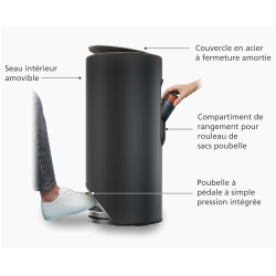 Arc™ poubelle 30l Easy-Push, noir mat (30149)