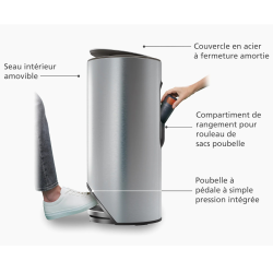 Arc™ poubelle 30 L Easy-Push, acier inoxydable (30150)