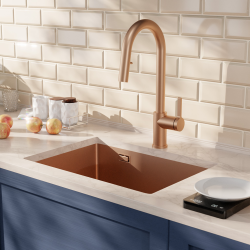  Timeless 55x45x21 cm évier sous plan en inox 304 + mitigeur inox avec douchette extractible, cuivre brossé (TMLKSU-5545BCP-M2)