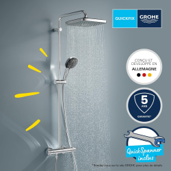 Vitalio Comfort 250 Colonne de douche avec mitigeur thermostatique + Douche de tête + Douchette 2 jets, chrome (26696002)