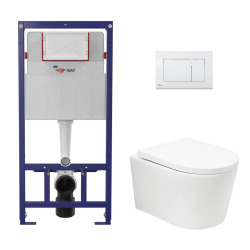 Pack WC bâti ECO 2L Swiss Aqua Technologies + cuvette suspendu Swiss Aqua Technologies + plaque blanche (STESTBRWT01-FR)