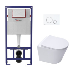 Pack WC bâti ECO 2L Swiss Aqua Technologies + cuvette suspendu Swiss Aqua Technologies + plaque blanche (STESTINWR04-FR)