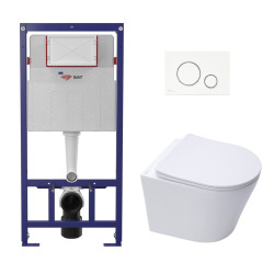 Pack WC bâti ECO 2L Swiss Aqua Technologies + cuvette suspendue Swiss Aqua Technologies + plaque blanche (STESTINWR03-FR)