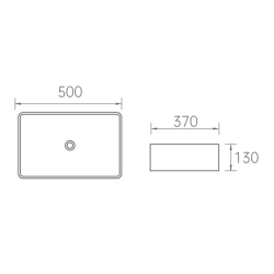  Lavabo à poser SAT Project 50x37 cm, vasque sans trou de robinet (SATUMPRO5037)