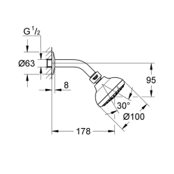 GROHE New Tempesta Classic shower head including shower arm chrome 26088001