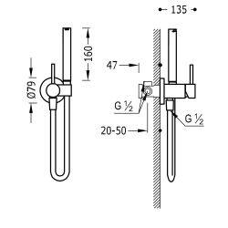  Mélangeur bidet TRES Max Tres avec corps de mélangeur chromé 134123