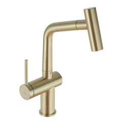 Timeless mitigeur d'évier à levier en acier inoxydable avec bec extractible, monotrou, cuivre brossé (TMLKF185BCP)